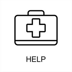 Fototapeta premium Medical help icon. Help linear icon. hospital and medicine symbol. simple line design on white background. vector eps10