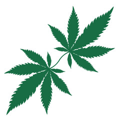 Double Cannabis leaf vector icon on yellow background