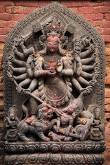 Kathmandu, Nepal- April 20,2022 : Patan Durbar Square is situated at the centre of Lalitpur city. Patan is one of the oldest know Buddhist City. It is a center of both Hinduism and Buddhism.