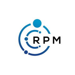 Fototapeta na wymiar RPM letter technology logo design on white background. RPM creative initials letter IT logo concept. RPM letter design.