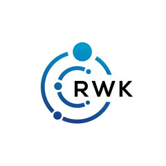 Fototapeta na wymiar RWK letter technology logo design on white background. RWK creative initials letter IT logo concept. RWK letter design.