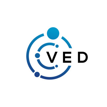 VED letter technology logo design on white background. VED creative initials letter IT logo concept. VED letter design.