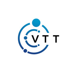VTT letter technology logo design on white background. VTT creative initials letter IT logo concept. VTT letter design.