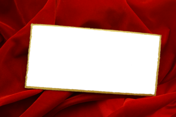 Elegant note card with copy space on red velvet for christmas or anniversary with isolated centre transparency  photo png file