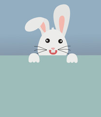 cute rabbit with green and blue background