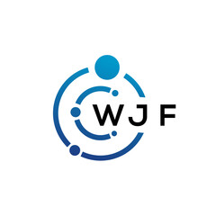 WJF letter technology logo design on white background. WJF creative initials letter IT logo concept. WJF letter design.
