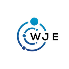 WJE letter technology logo design on white background. WJE creative initials letter IT logo concept. WJE letter design.