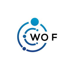 WOF letter technology logo design on white background. WOF creative initials letter IT logo concept. WOF letter design.
