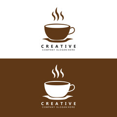 Coffee Logo Vector Caffeine Drink Symbol With Coffee Brown Color Design For Restaurant, Cafe And Bar.