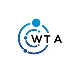 WTA letter technology logo design on white background. WTA creative initials letter IT logo concept. WTA letter design.