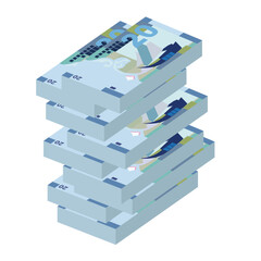 Kuwaiti Dinar Vector Illustration. Kuwait money set bundle banknotes. Paper money 20 KWD. Flat style. Isolated on white background. Simple minimal design.
