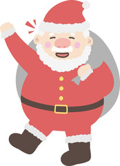 cute santa claus with bag saying hello
