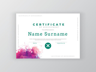 Professional certificate design with watercolor