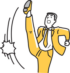 蹴り上げるビジネスマン