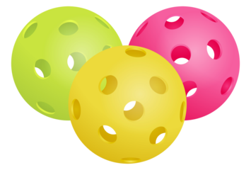 3 different colored balls for pickleball with transparent background