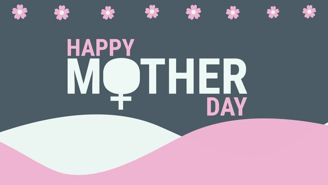 Happy Mothers day Love Heart on grey, white, and pink  Background. flower and Hearts Animation. Best Mom Ever. Mother's day and Love Concept. Perfect for mother's day greetings