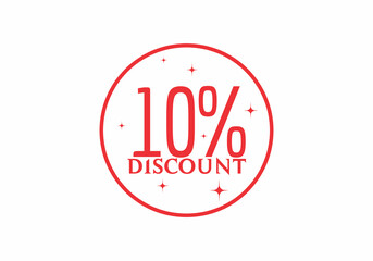 Red color of 10 percent discount sign design