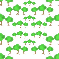 illustrazione seamless senza cucitura di gruppo di alberi verdi su sfondo trasparente