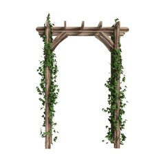3d illustration of wooden arched ivy isolated on transparent background - obrazy, fototapety, plakaty