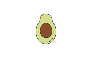 Picture avocado on white background. Healthy vegan food. Healthy eating. Healthy diet. Line art