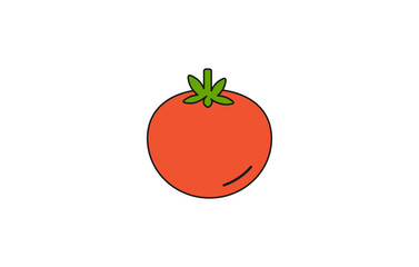 Red tomato on white background. Healthy vegan food. Tomato isolated. Healthy eating. Healthy diet. Line art