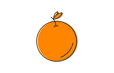 Orange fruit. Flat design vector illustration of orange on white background. Vegetarian food. Healthy diet. Isolated object.