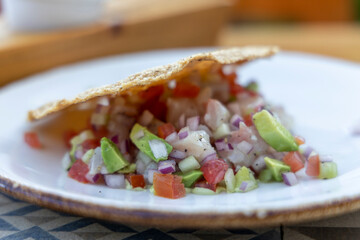 A Plate of Fresh Mexican Fish Ceviche