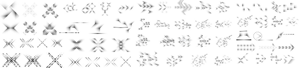 Naklejka premium Linear halftone dots .Design elements for posters, social media, promotion, flyer, covers .Dotted elements .vector illustration