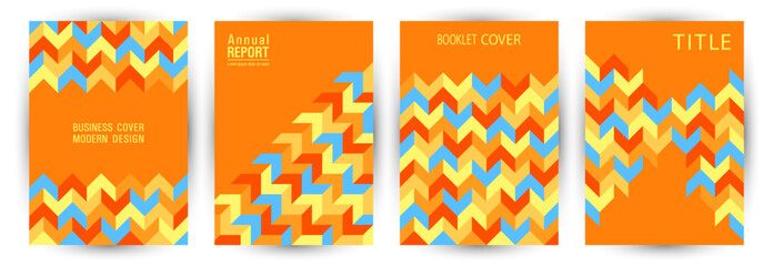 Educational catalog cover layout set graphic design. Modernism style retro album mockup set Eps10.
