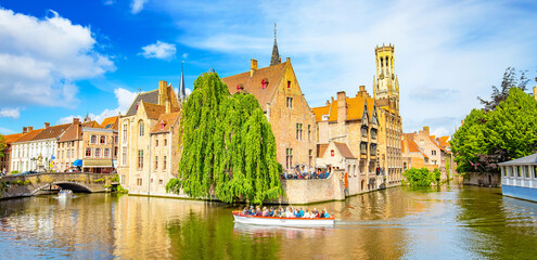 Naklejka premium Brugge old town scenic view, Belgium