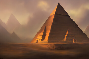 Fototapeta na wymiar Digital Illustration Pyramid on Desert