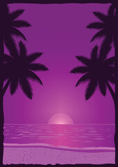 Naklejka premium Vintage surfing poster with a beach