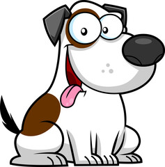 Obraz na płótnie Canvas Happy Dog Cartoon Character. Hand Drawn Illustration Isolated On Transparent Background