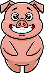 Obraz premium Cute Pig Cartoon Character. Hand Drawn Illustration Isolated On Transparent Background