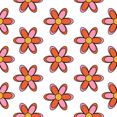 Vector seamless pattern. Abstract design with flowers. Simple floral minimalistic background.