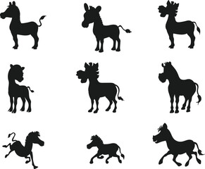 
Zebra collection for kids isolated vector Silhouette