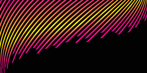 Pink and yellow line wave and black background