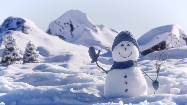 Merry Christmas and happy New Year snowman background