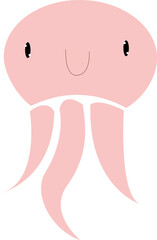 Cartoon  jellyfish. Sea animal. Cartoon character. cute pink jellyfish