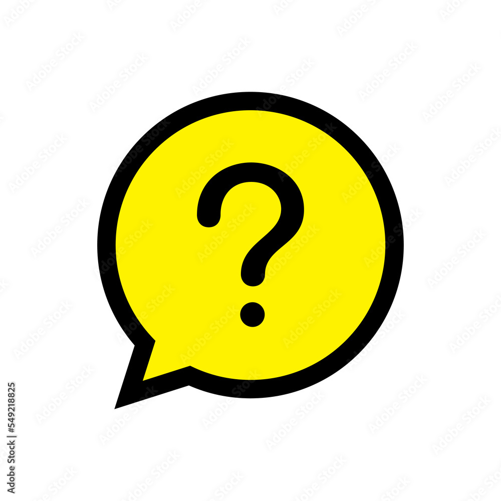 Poster question mark, faq icon vector isolated on yellow speech bubble