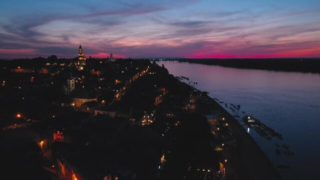 Drone view of Zemun, Belgrade, Serbia.	

