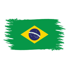 Brazil vintage flag in brush stroke
