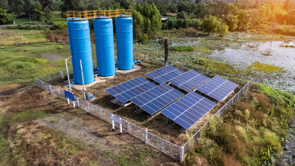 For the background, composed of solar cells. and a large water tank.selection focus.