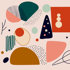 Creative contemporary trendy modern square minimalist doodles background