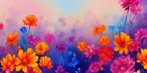 Fototapeta na wymiar colorful vintage organic flower background. abstract botanical flowers wallpaper.