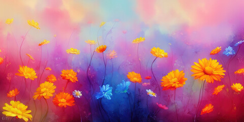 Obraz na płótnie Canvas colorful vintage organic flower background. abstract botanical flowers wallpaper.