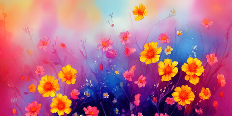 Obraz na płótnie Canvas colorful vintage organic flower background. abstract botanical flowers wallpaper.