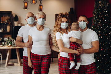 Big caucasian family spend a lot of time together in quarantined