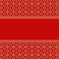 Gold batik design background in red, which is identical to the crishtmas motif