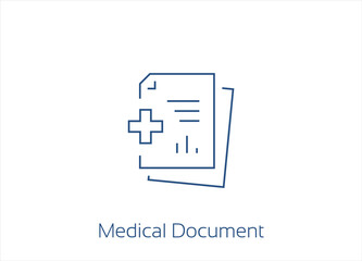 Medical Document, Medical report, Health Document Icon, Outline Vector Icon Design- Editable Stroke